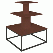 Présentoir 3 niveaux base métal noir Vertigo lie de vin 90x90x117cm