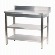 Romux® Table adossée en Acier Inoxydable pour Restauration Murale avec 2 Étagères 1000x600x850 mm | Table de Travail Résistante à la Corrosion -