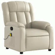 VidaXL Fauteuil de massage inclinable crème similicuir Modèle Nervoria - 3206241