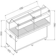 Vitrine snack pour pain vitres basses - 1700x892x1182 mm - vpb17x