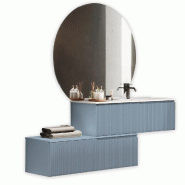 AQA Design Composition de salle de bain en MDF avec baignoire à droite VENERE en 4 pièces en bleu tiffany L.200 P.45 H.190 MPVE54-TIF - bleu Bois ma