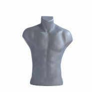 Buste à poser homme gris H60 cm - Silhouette réaliste pour merchandising