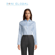 Chemise sans repassage femme en coton - NEOBLU BLAISE SOL'S - manches longues, col classique et pinces poitrine_0