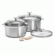 DE BUYER batterie 3 casseroles 16/20/24cm + anses + couvercle 3661.03 - 3011243661030