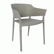 Lot de 2 fauteuils empilables de café, en polypropylène gris, LAURENZO Lot de 2 fauteuils empilables de café, en polypropylène gris, LAURENZO