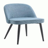Mobiliara Lot de 2 Chaises Adèle Bleu  – Assise Mousse Haute Densité, Piètement Acier Époxy Dublin, Design Contemporain - bleu polyester A06599/01