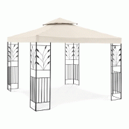 Pergola pavillon barnum tonnelle tente abri gazebo de jardin terrasse 3 x 3 m 180 g/m² beige 14_0002762