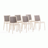 RATTATAN Lot de 6 chaises empilables en polypropylène, pieds antidérapants, ergonomiques, pour salle à manger, jardin, terrasse, bars, restaurants�