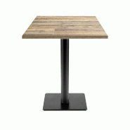 RestooTab - Table Milan T 60x60cm décor vieux plancher - marron fonte TB-MIT-6060M-VIEU.P
