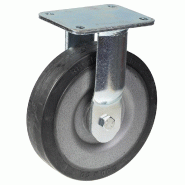Roulette fixe de 160 mm avec bande élastique noire sur un moyeu en acier soudé