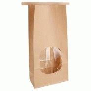 Sachet kraft à fenêtre et barrette de fermeture intégrée 12+6,5x24,6cm - par 500