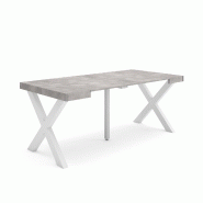SKRAUT HOME Table console extensible, 180, Pour 8 personnes, Pieds bois massif, Ciment - gris Bois manufacturé 238_7