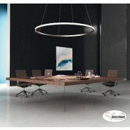 Table de réunion carrée Kyo avec pieds verre - Martex - Noyer