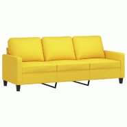 VidaXL Canapé à 3 places Jaune clair 180 cm Tissu Modèle Vervessix - 359176