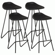VidaXL Tabourets De Bar Lot De 4 Noir Cuir Véritable - noir 320642