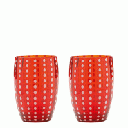 Zafferano Perle Red Glass - Verre Soufflé À La Bouche, 32 Cl, Fait Main - Lot De 2 Verresartisanaux Pour Eau Ou Cocktails - rouge 8051827970405