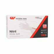 100 "WORK-INN/PS" Gants nitrile non poudrés "White Soft" blanc Taille : XL - blanc Nitrile 4250478401182