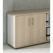 Armoire de bureau avec portes décor bois - MDD - Cacao, Gris anthracite_0