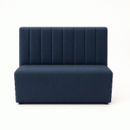 Banquette Prestige, velours  bleu, couture verticale, 120x90x60 cm, France Mobilier chr - bleu 3760326527731