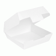 Boîte hamburger carton ondulé THE PACK nano micro 14.2x13.7x6.1cm blanc - par 50