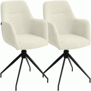 CLP Lot de 2 Chaises de Salle à Manger Merlinda en Tissu Bouclette Tissu HBT: 85x58x60 cm Crème - beige textile 328501
