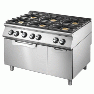 Cuisinière gaz sur four gaz statique GN 2/1 et armoire fermée, 6 brûleurs 1200x730x870 mm - VIRTUS - 4068875004680