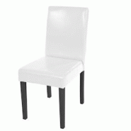 Décoshop26 - Chaise de salle à manger cuisine en cuir blanc pieds en bois foncé style moderne 04_0002329 - blanc 3000272032690 Décoshop26 - Chaise de salle à manger cuisine en cuir blanc pieds en bois foncé style moderne 04_0002329 - blanc 3000272032690