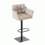 Décoshop26 - Tabouret de bar chaise haute de comptoir couture carrées assise en tissu crème cadre en métal noir 10_0004695 - noir 3000252239477 Décoshop26 - Tabouret de bar chaise haute de comptoir couture carrées assise en tissu crème cadre en métal noir 10_0004695 - noir 3000252239477