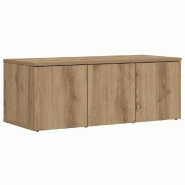 Helloshop26 - Meuble TV design épuré rangement 80 x 34 x 30 cm ambiance cosy en bois d'ingénierie chêne artisanal 02_0050709 - Bois massif 3000236