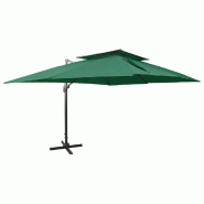 Helloshop26 - Parasol déporté à double toit vert 400 x 300 cm  02_0008576 - vert aluminium 3000457582729