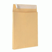 Pochette kraft 260x330x30mm avec bande adhésive - paquet de 50 enveloppes en papier kraft