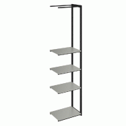 Suite structure Cage noir 58x40x240cm 4 tablettes gris alu