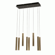Suspension Fabas Luce Prado 8 lumières - LED 52W à intensité variable - Design linéaire en laiton - jaune 8019282533474 Suspension Fabas Luce Prado 8 lumières - LED 52W à intensité variable - Design linéaire en laiton - jaune 8019282533474