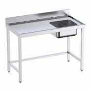 Table inox de préparation avec bords anti-ruissellement, bac à droite P 700 mm | Distform - QCDRS7 -