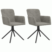 VidaXL Chaises pivotantes à manger lot de 2 Gris clair Velours Modèle Épure Horizon - 344790