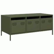 VidaXL Table basse vert olive 101,5x50x43,5 cm acier laminé à froid Modèle Oasis Prestige - 851272