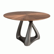 AC ANGEL CERDA Angel Cerdá Table de salle à manger ronde en noyer, fibre de verre gris foncé et métal 1208-Ø135C Ø135 x 75 - marron Bois manufac