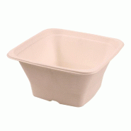 Bols carrés bagasse naturelle 1200ml 18x18x9 cm - par 50