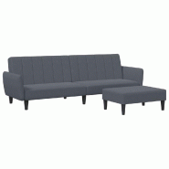 Canapé-lit à 2 places avec repose-pied gris foncé velours Modèle Servelis - 8721012453531