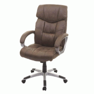 Décoshop26 - Fauteuil chaise de bureau sur roulettes avec accoudoirs pivotant tissu aspect daim gris foncé 04_0001807 - gris 3000145832693