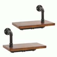 Décoshop26 - Lot de 2 étagères murales suspendues design industriel acier et bois marron 29x45x25 cm 04_0007482 - marron 3000262151141 Décoshop26 - Lot de 2 étagères murales suspendues design industriel acier et bois marron 29x45x25 cm 04_0007482 - marron 3000262151141