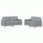 Ensemble de canapés 2 pcs avec coussins Gris clair Tissu Modèle Atlas - 8721012070530