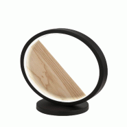 Fabas Luce Lampe De Table Led Pierre 29 W 3160 Lm 3000 K Lumière Chaude, Structure En Métal Et Bois, Design Moderne, Couleur Noire, Classe D'Isolati