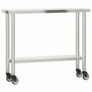 Helloshop26 - Table de travail de cuisine professionnelle avec roues 110 x 30 x 85 cm acier inoxydable 02_0045413 - 3000220666755 Helloshop26 - Table de travail de cuisine professionnelle avec roues 110 x 30 x 85 cm acier inoxydable 02_0045413 - 3000220666755