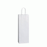 Sac bouteille kraft blanc - poignées torsadées 14x8,5x39,5cm - par 50