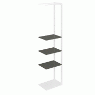 Suite structure Cage blanc base métal 58x40x240cm 3 tablettes noires