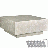 Tectake Table basse LASLEY avec pied - Aspect travertin, 80 x 80 x 35 cm - 406027 - multicolore Bois manufacturé 406027 Tectake Table basse LASLEY avec pied - Aspect travertin, 80 x 80 x 35 cm - 406027 - multicolore Bois manufacturé 406027