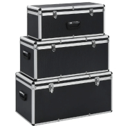 Vidaxl boîtes de rangement 3 pcs noir aluminium 91853