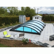 Abri piscine bas basci / télescopique / manuel / en aluminium et polycarbonate