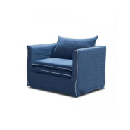 CARTAGENE - FAUTEUIL EN LIN BLEU - 80 CM